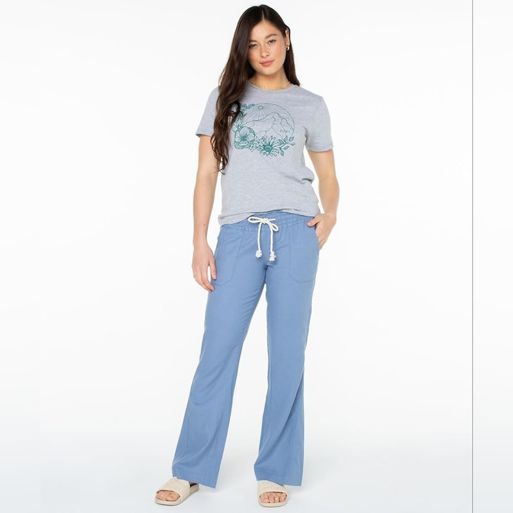 Roxy Oceanside Linen Blend Drawstring Pants Sz XL NWT